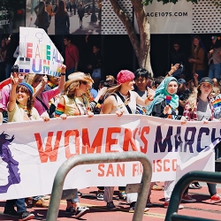 banner at women's march in San Francisco